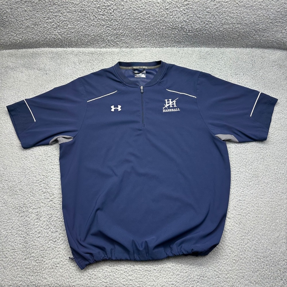 Under Armour 1252002 Mens Large Loose Heathwood Hall Navy S/S Baseball Pullover